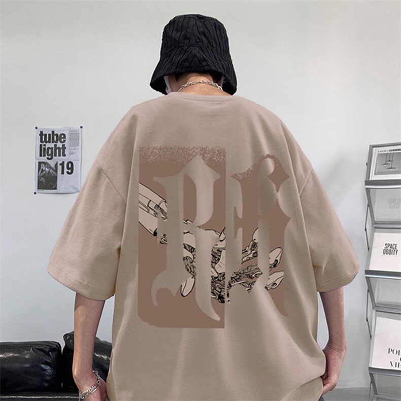T650P26夏季新款港风纯棉短袖T恤ins衣服宽松半袖体恤字母印花,男装T恤,星座304A