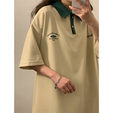 港风2024中性夏装宽松polo衫翻领男女情侣装夏季短袖T恤S187-P48，男装Polo衫，电商A233-1