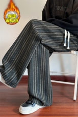 冬季保暖复合银狐绒条纹呢料男大码休闲裤K5680J加绒-特P48控88，男装棉衣，电商A001-1