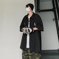 2023复古衬衫男夏装港风学生宽松新款男装上衣外穿CS0335-P35，男装衬衫，星座308B-1