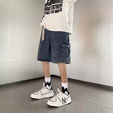 牛仔短裤男夏季薄款潮牌宽松中裤男生美式五分裤子男款N0800-P43，男装牛仔裤，星座308B-2