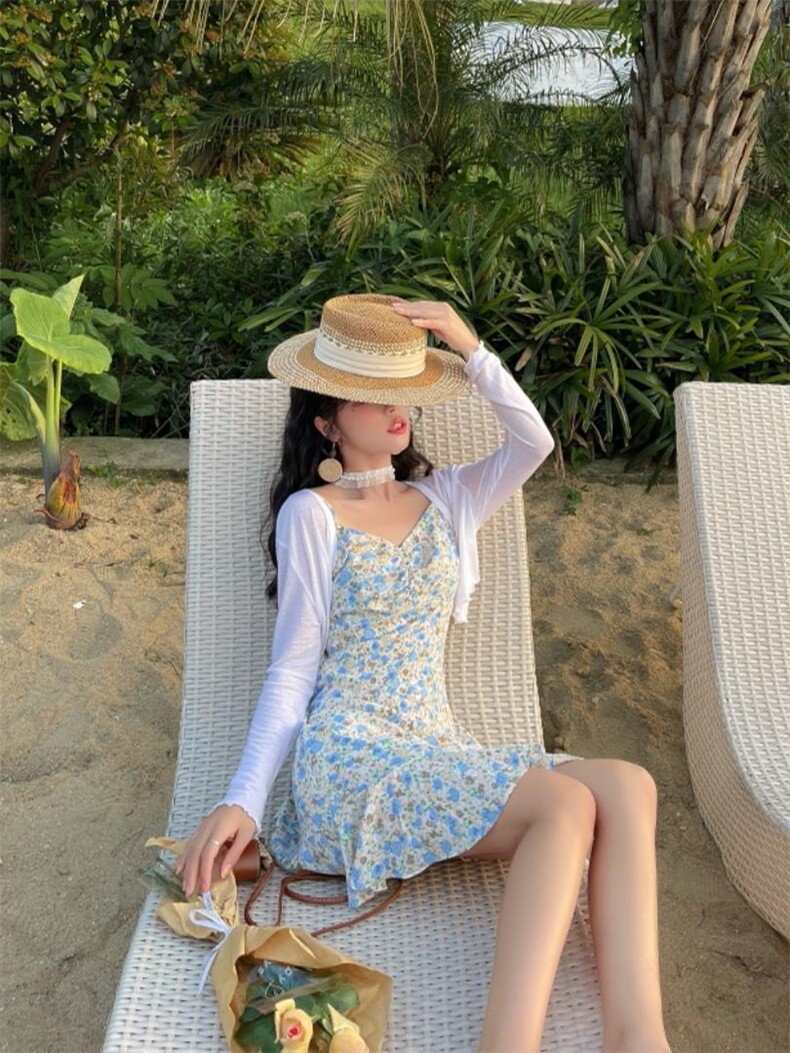 碎花吊带裙?翻晒外披超洋气款，女装背心吊带，安玖拉