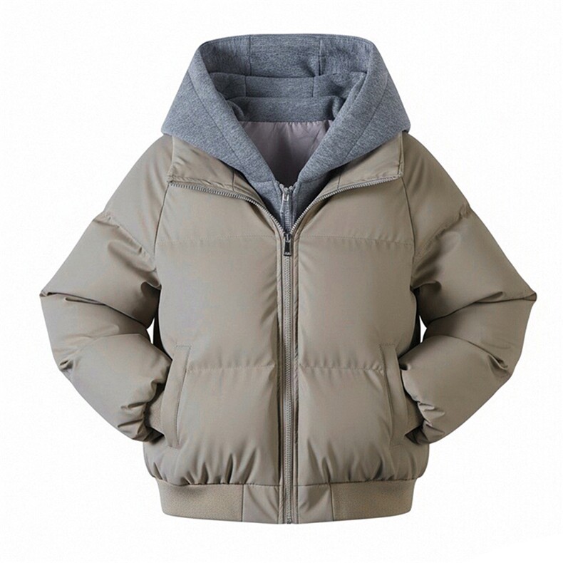 现货高品质重磅工艺美式高街假两件PU皮棉衣男女加厚棉服外套,男装棉衣,电商A486-1