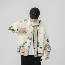 潮工装水洗固色剌绣牛仔夹克外套，男装夹克，电商A011（原4039）
