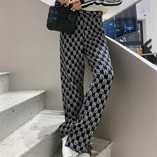 羊毛针织裤子女春秋显瘦百搭外穿2021新款we11加厚宽松休闲直筒裤，女装休闲裤，潮品会