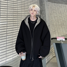 美式复古千鸟格拉链夹克男秋冬季宽松连帽外套JK100-P78，男装夹克，电商C307
