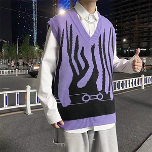 V领针织马甲男潮流百搭休闲B19P32图片