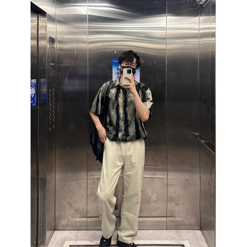 薄款冰丝七分袖衬衣男士潮牌短袖衬衫男装A673,男装衬衫,星座1116A（原606A-3）