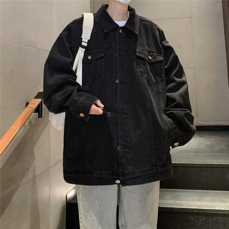 牛仔外套男韩版潮流高街帅字母2023秋冬新款ins宽松外套W4967-P62，男装大码男装，星座412-3
