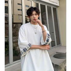 8XL-M特大码短袖男夏季高品质冰丝五分袖拼色宽松大码T恤DX308P38，男装T恤，电商D206-1