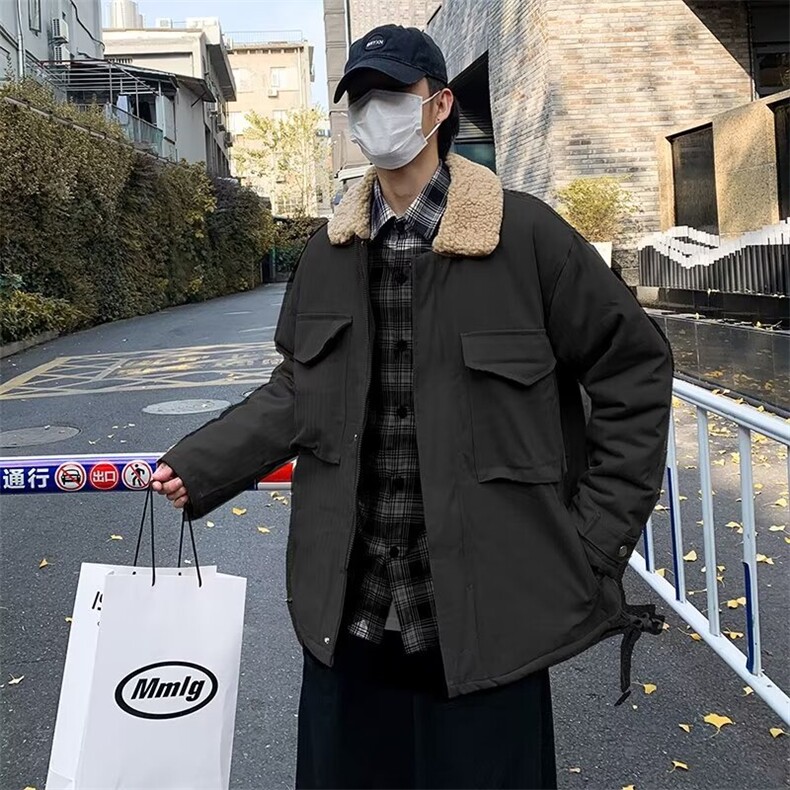工装羊羔绒外套男潮牌宽松潮流百搭痞帅复古港风J251P52,男装夹克,星座1116-2