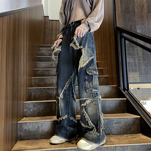 美式高街复古牛仔裤男士春秋宽松直筒vibe风男生裤N8128-P58图片