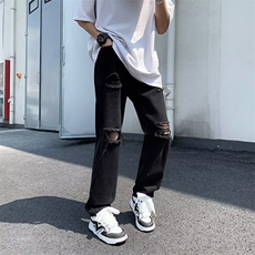 青春流行ins男原宿美式vibe裤子直筒水洗拉链牛仔裤潮ANK666P38，男装牛仔裤，星座1116-2