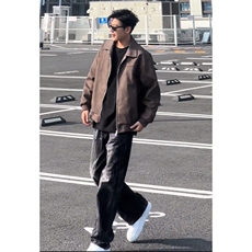 棕咖色麂皮外套男潮高级感痞帅cleanfit棒球服美式复古飞行员夹克，男装夹克，电商D256-2(原A064-2)