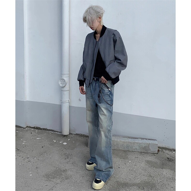 网图cleanfit裤子高街潮牌水洗微喇叭牛仔裤NZ05,男装牛仔裤,星座310A-4