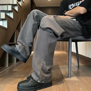 工装裤男款夏季潮牌修身直筒大口袋裤子休闲长裤 KG009图片