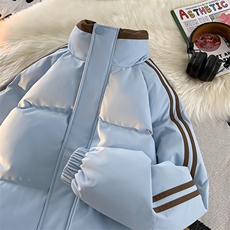 数据款！短款加厚棉服冬季拼色条纹情侣立领棉衣CM98912-P85特，男装棉衣，星座815A