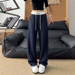 美式高街潮牌男女运动休闲裤直筒宽松卫裤慵懒显瘦休闲长裤子图片