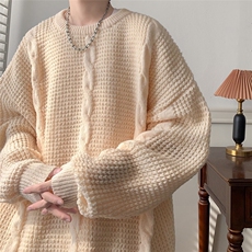 秋冬麻花圆领毛衣针织衫男潮牌慵懒风打底衫日系复古简约日单时尚，男装针织衫/毛衣，星座1210-1