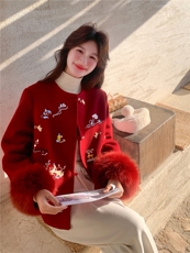 现货新款2183-P390-K596双面羊绒带袖毛狐狸毛可脱，女装双面呢大衣，韩然一族