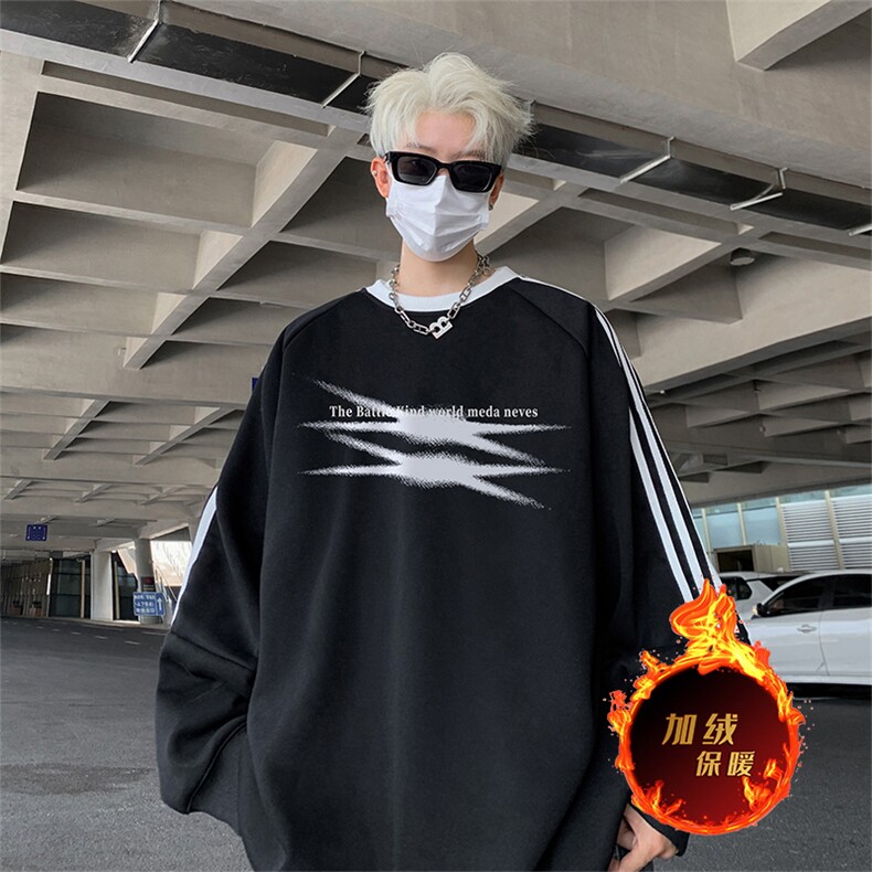 抖音得物供货提供视频秋冬重磅美式宽松织带圆领卫衣0312,男装卫衣,电商A486