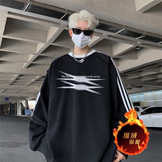 抖音得物供货提供视频秋冬重磅美式宽松织带圆领卫衣0312，男装卫衣，电商A486