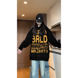 现货已做版权美式复古斑驳字母连帽重磅卫衣男女WY23-P50控78