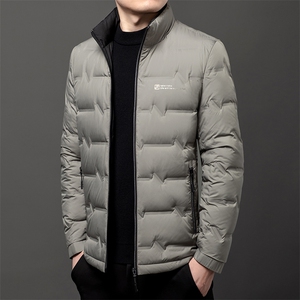 冬季男士白鸭绒羽绒服加厚保暖商务休闲短款立领夹克冬装外套男图片