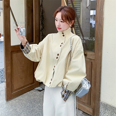 日常休闲风短款黄色夹克外套女春秋超火好看高级小众休闲减龄上衣，女装短外套，2C056