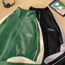 CC3020-TP95控价128-麂皮绒字母刺绣夹克2023春季青少年外套ins潮，男装夹克，电商A102-1