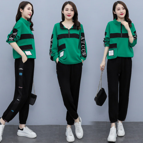 2021秋季时尚简约大方气质优雅收腰显瘦休闲修身百搭潮流两件套，女装套装/套裙，深水步