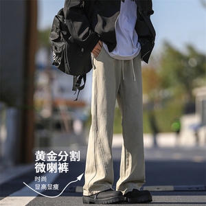 阔腿牛仔裤男潮牌宽松抽绳休闲直筒裤美式裤子K890-特批-45图片
