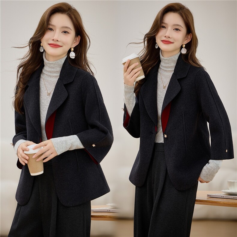 2025年新款秋冬高端双面呢羊绒大衣女中长款宽松羊毛外套，女装毛呢外套，众宇琦