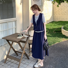 【现货】假两件拼接上衣套装裙女夏半身裙两件套A872P155K218，女装套装/套裙，2C269