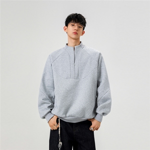 秋冬新款半拉链结构拼接设计感立领卫衣WY933-P55控88图片