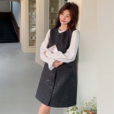 2025年春季新款灰色两件套203P165K238，女装套装/套裙，帛锦泉