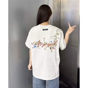 万针全刺绣工艺抖音得物高品质260克重磅纯棉双纱美式高街短袖T恤图片