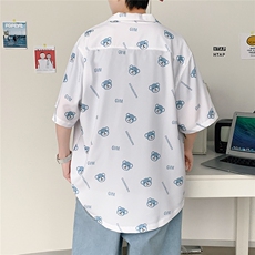 1港风休闲情侣大码M-5XL衬衫潮帅气半袖衬衣男寸衫DCS764P40控58，男装T恤，星座226-2