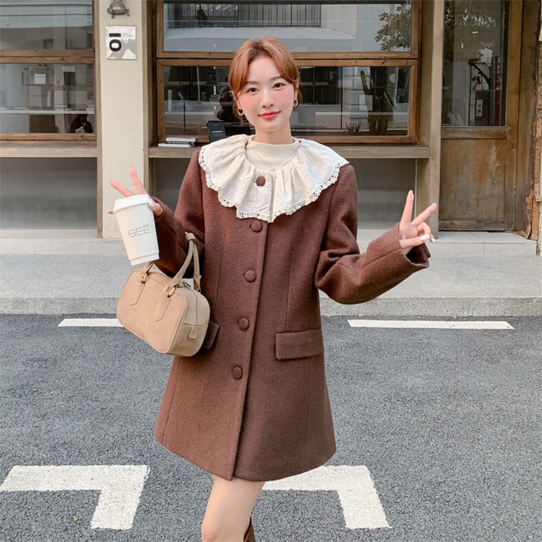 咖色时尚减龄巨好看花边领羽绒服女2025冬季新款90白鸭绒轻暖外套，女装羽绒服，2C159