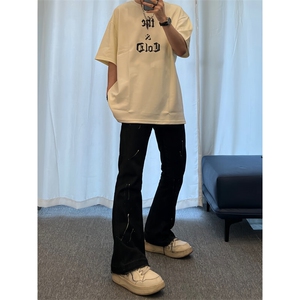 美式复古泼墨漆点牛仔裤图片