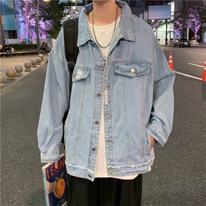 美式复古牛仔外套春秋韩版潮流宽松休闲运动工装夹克男 W1491-P62图片