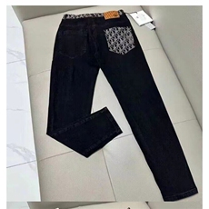 高端轻奢黑色修身小直筒牛仔裤男ins潮牌百搭字母烫印弹力小脚裤，男装牛仔裤，星座506A