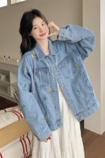 现货主推款刺绣牛仔休闲百搭上衣外套6603-P155-K228，女装短外套，2C259