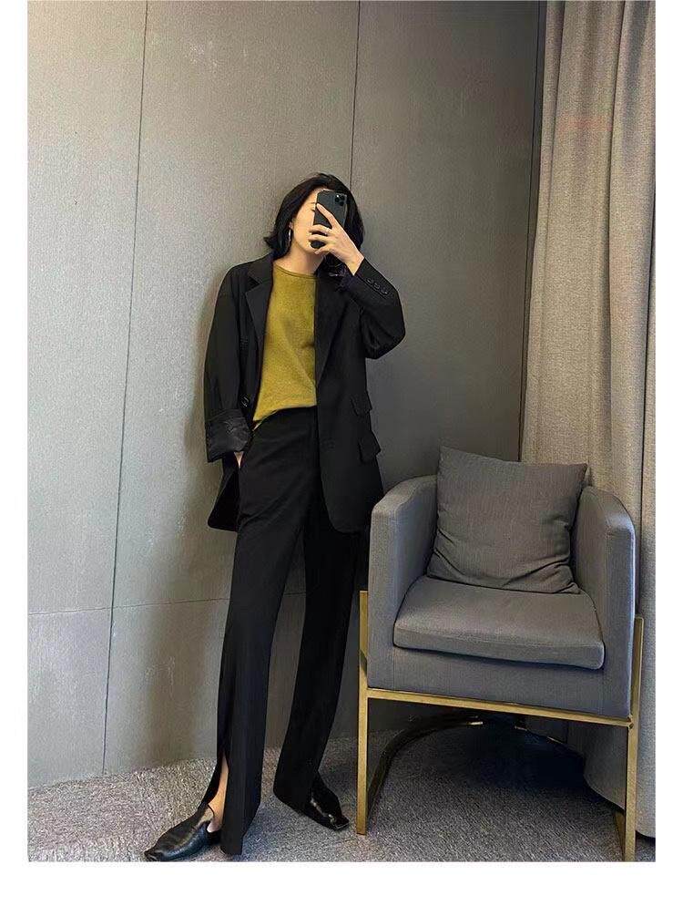 现货春季新款侧边开衩垂料西裤，其它，CHERRY·印