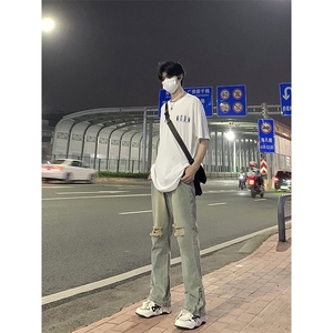 B221 美式ins高街暗黑小众拉链破洞牛仔裤 LK23076-P65 控88图片