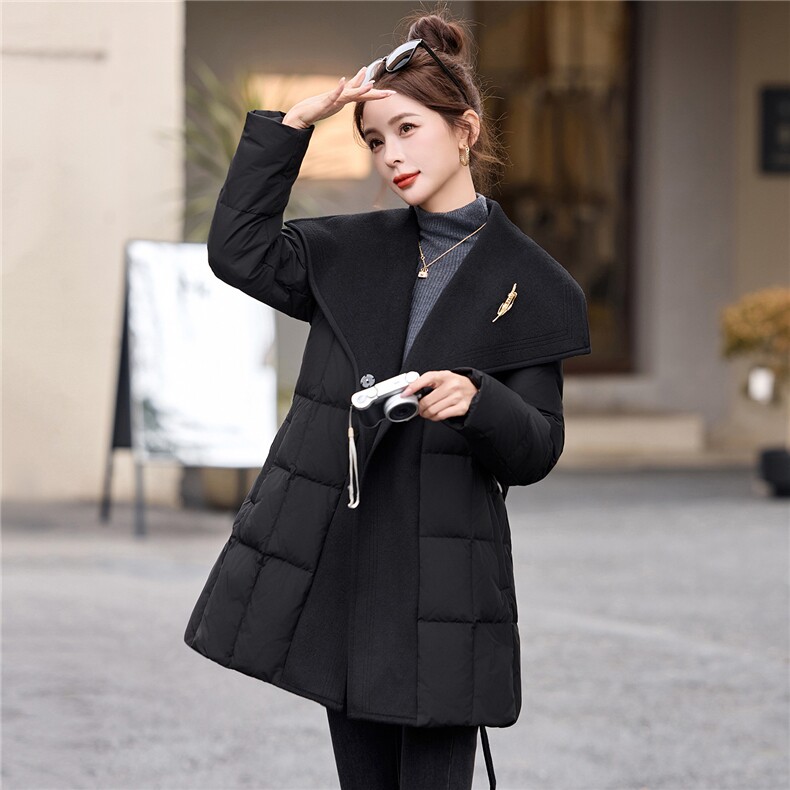 90白鸭绒羽绒服女2025年冬季新款中长款休闲羽绒服女,女装羽绒服,沁沁公主