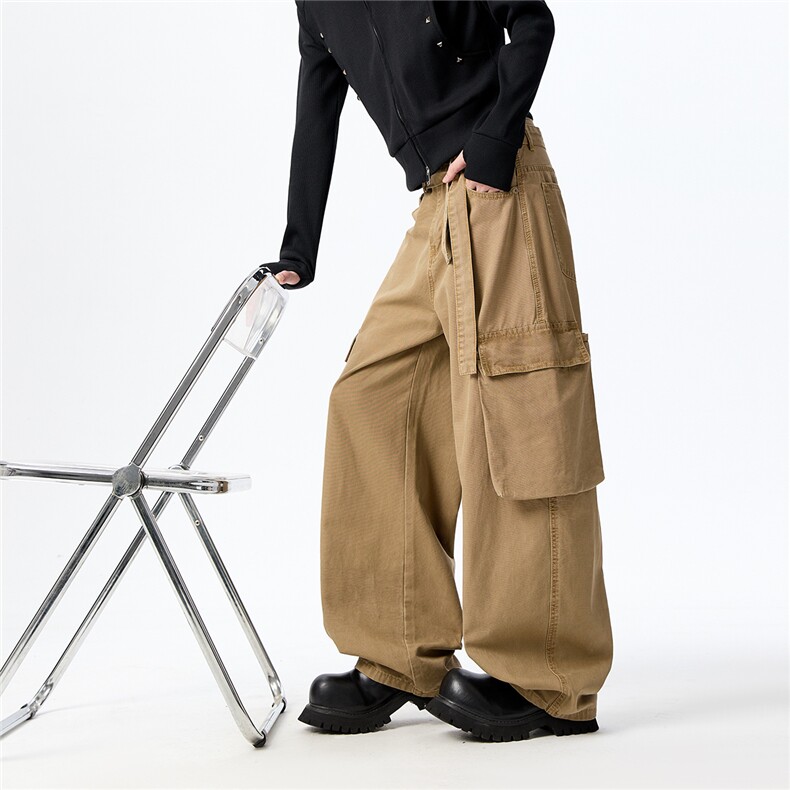 C315-6148秋冬高品珠帆布100棉裤色腰带工装弯刀休闲裤(P65X108)1，男装棉裤，电商C315
