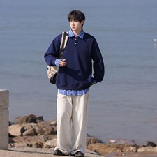 可二开衬衫领卫衣大码M-5XL表面棉底部聚酯纤维78010P58，男装衬衫，星座227-7