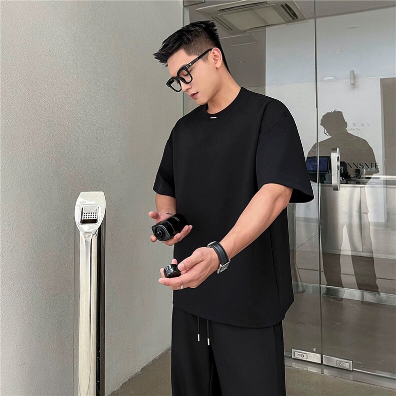 （网图）260克液氨棉极简风钢标设计款短袖T恤男士半袖潮流P28,男装T恤,电商C306-1