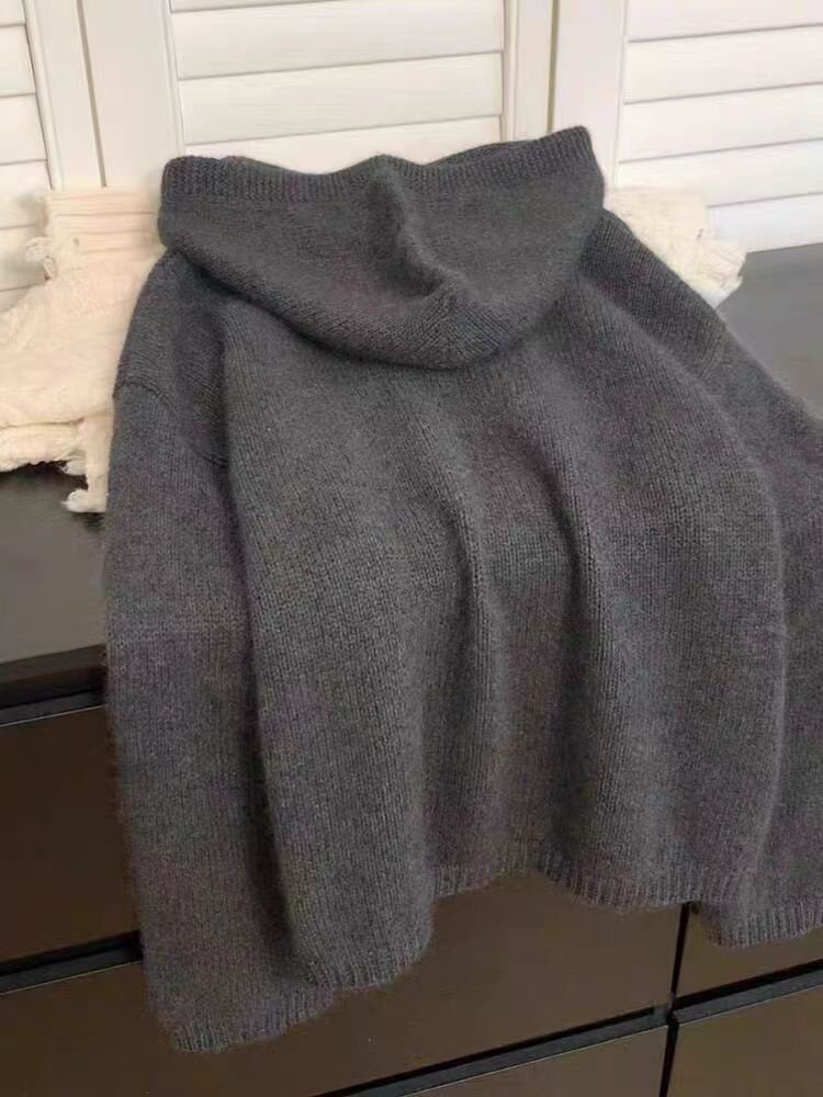 2025年秋季时尚百搭通勤简约休闲连帽套衫，女装针织衫/毛衣，锦瑟羊绒